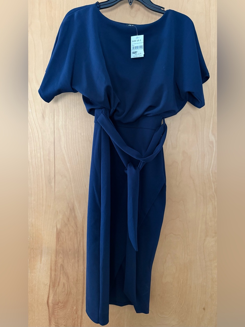 Belted Midi Dress in Navy